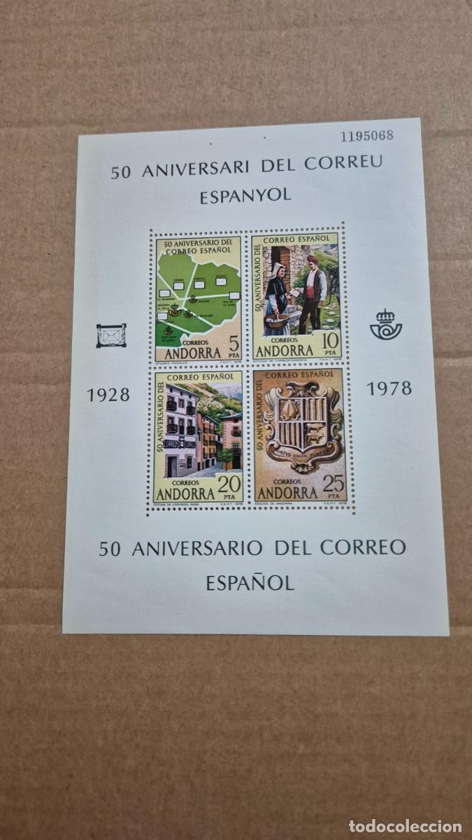Sellos: LOTE SELLOS ANDORRA 510 ANIVERSARIO DEL CORREO ESPA&Ntilde;OL HOJA BLOQUE