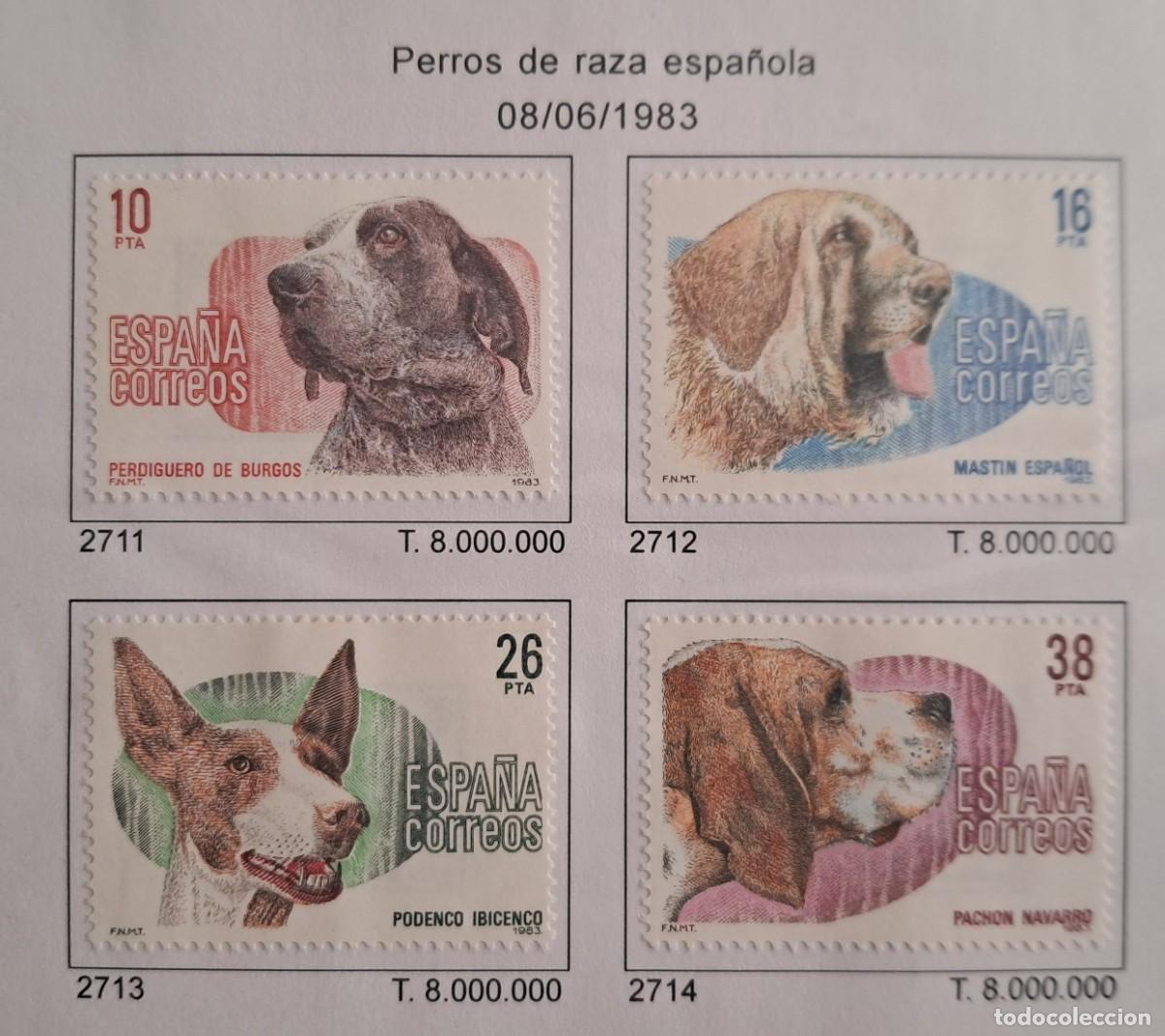 Sellos: serie completa de sellos de Espa&ntilde;a usados, perros de raza espa&ntilde;ola, edifil 2711-2714, a&ntilde;o 1983.