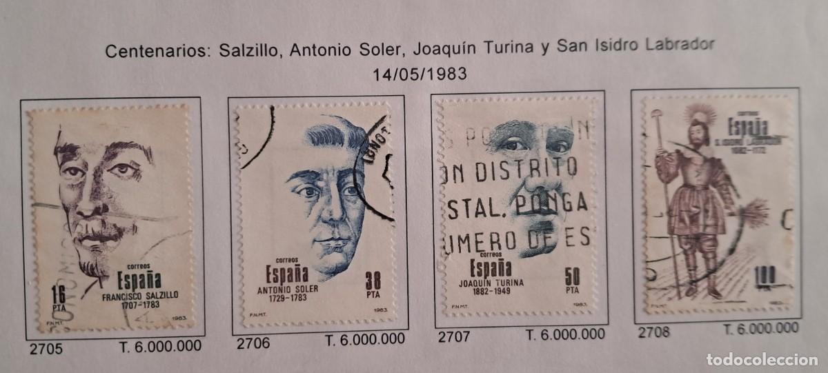 Sellos: serie completa de sellos de Espa&ntilde;a usados, centenarios, edifil 2705-2708, a&ntilde;o 1983.