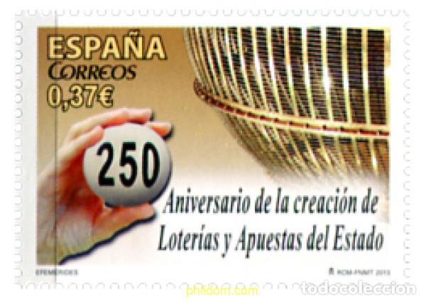 Sellos: 306980 MNH ESPA&Ntilde;A 2013 250 ANIVERSARIO DE LA CREACION DE LOTERIAS Y APUESTAS DEL ESTADO