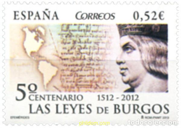 Sellos: 297516 MNH ESPA&Ntilde;A 2013 CENTENARIO LAS LEYES DE BURGOS