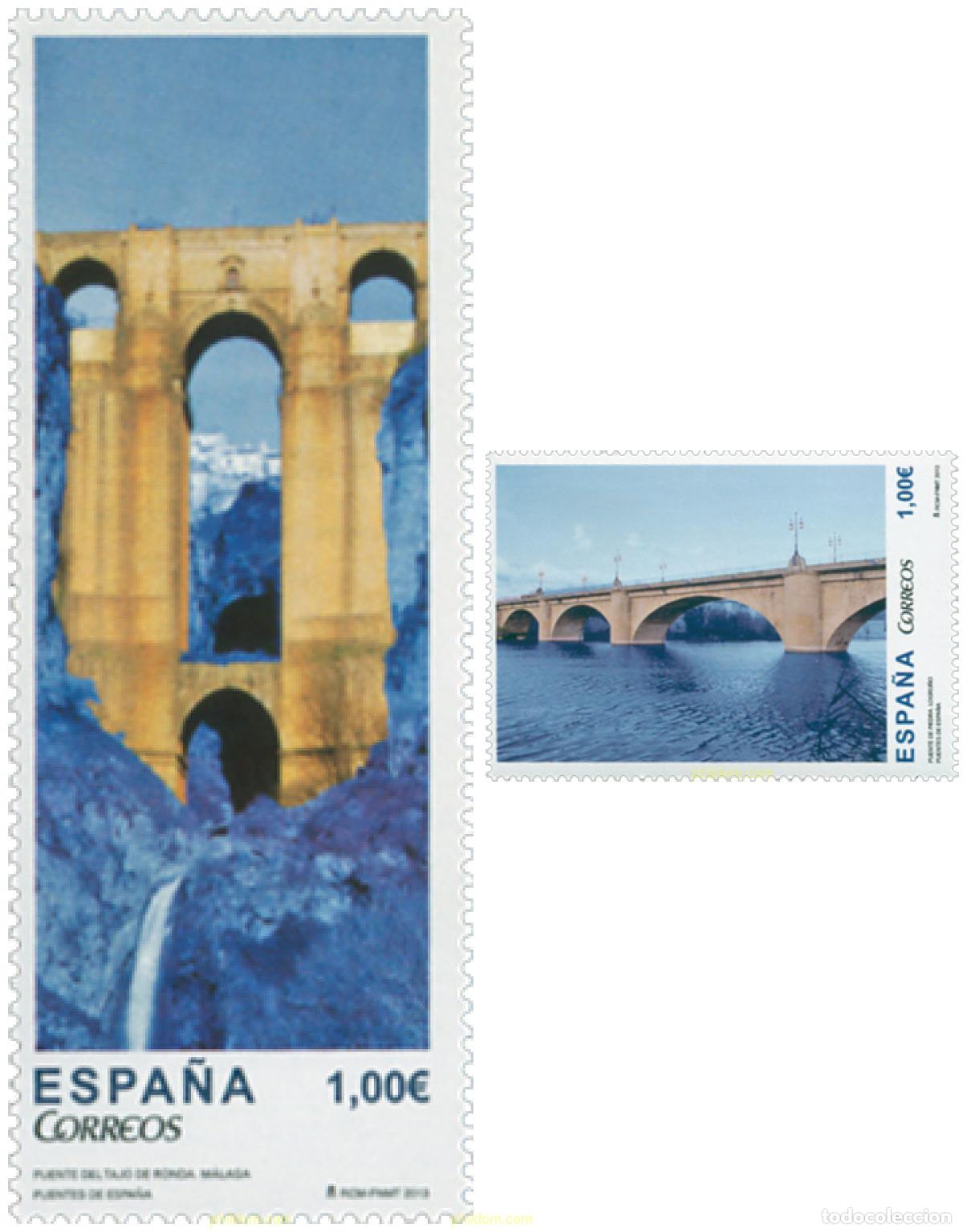 Sellos: 302098 MNH ESPA&Ntilde;A 2013 PUENTES DE ESPA&Ntilde;A. PUENTE DEL TAJO, MALAGA Y PUENTE DE PIEDRA, LOGRO&Ntilde;O.