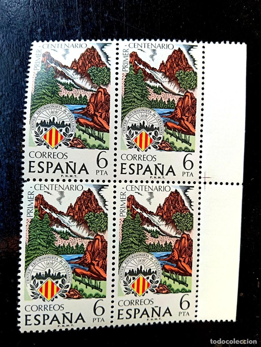 Briefmarken: Espa&ntilde;a 1976 - Edifil 2307 - Centenario Centro Excursionista Catalu&ntilde;a. Emblema - Bloque de 4