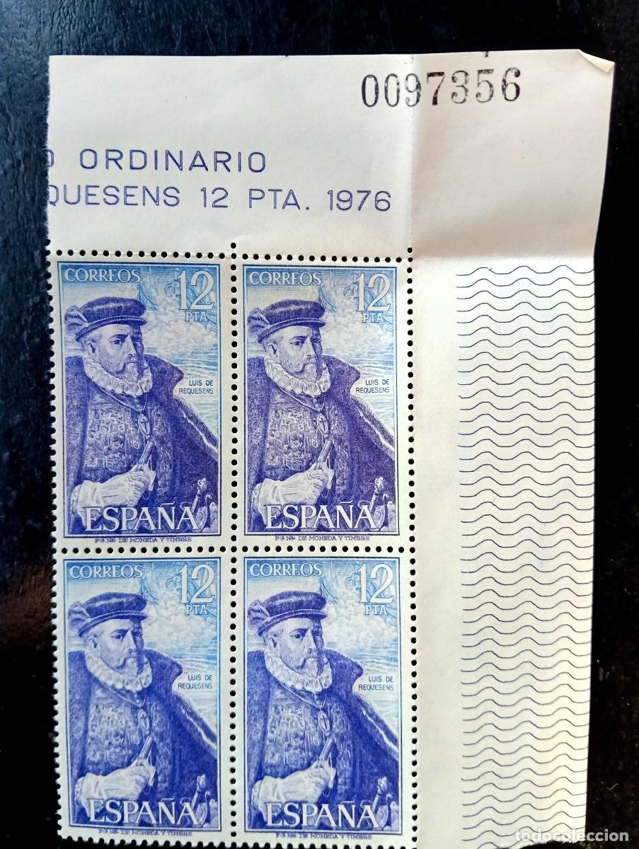 Briefmarken: Espa&ntilde;a 1976 - Edifil 2309 - Personajes espa&ntilde;oles. Luis de Reques&eacute;ns - Bloque de 4