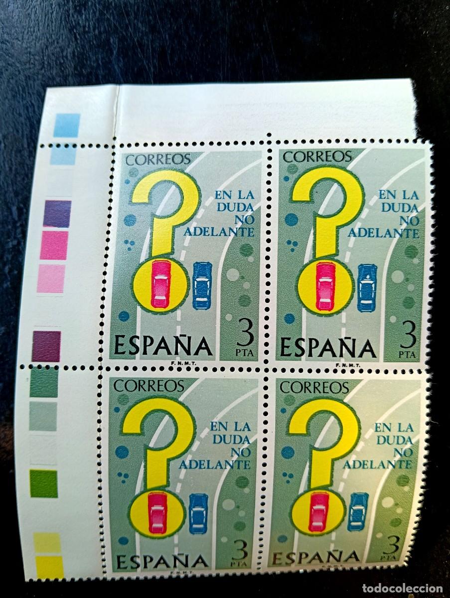Briefmarken: Espa&ntilde;a 1976 - Edifil 2313 - Seguridad Vial. Adelantamiento en curva - Bloque de 4