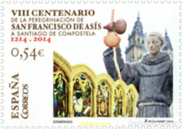 Sellos: 313687 MNH ESPA&Ntilde;A 2014 VII CENTENARIO DE LA PEREGRINACION DE SAN FRANCISCO DE ASIS A SANTIAGO DE C