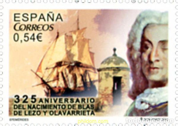 Selos: 313688 MNH ESPA&Ntilde;A 2014 325 ANIVERSARIO DEL NACIMIENTO DE BLAS DE LEZO Y OCAVARRIETA