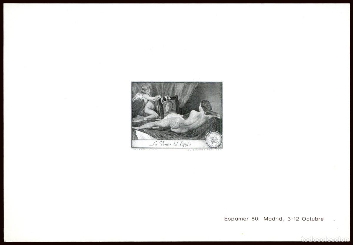 Sellos: Espa&ntilde;a - Hojas Recuerdo - Edi 89 - Espamer'80 - La Venus del espejo