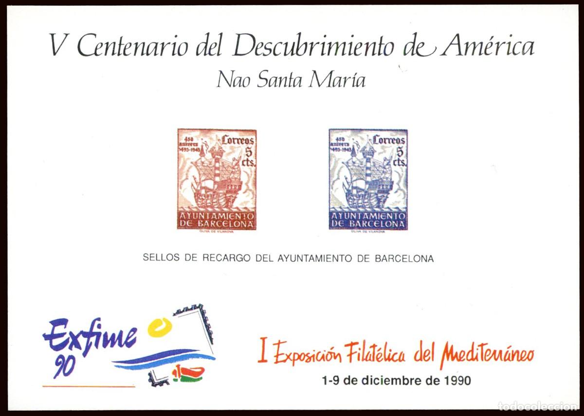 Sellos: Espa&ntilde;a - Hojas Recuerdo - Edi 121 - 1990 - Exfime'90 - Col&oacute;n