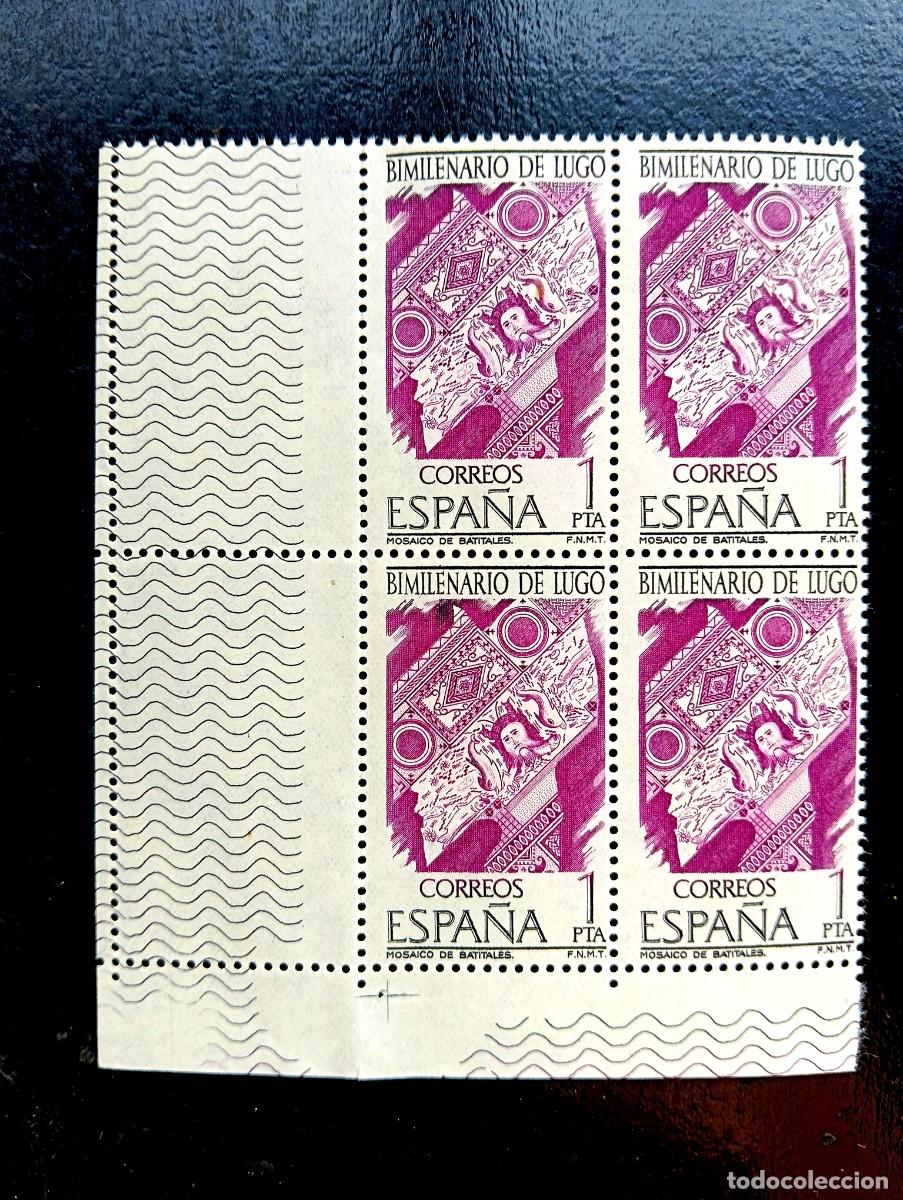 Sellos: Espa&ntilde;a 1976 - Edifil 2356 - Bimilenario de Lugo. Mosaico de Batitales. Nuevos. Bloque de 4