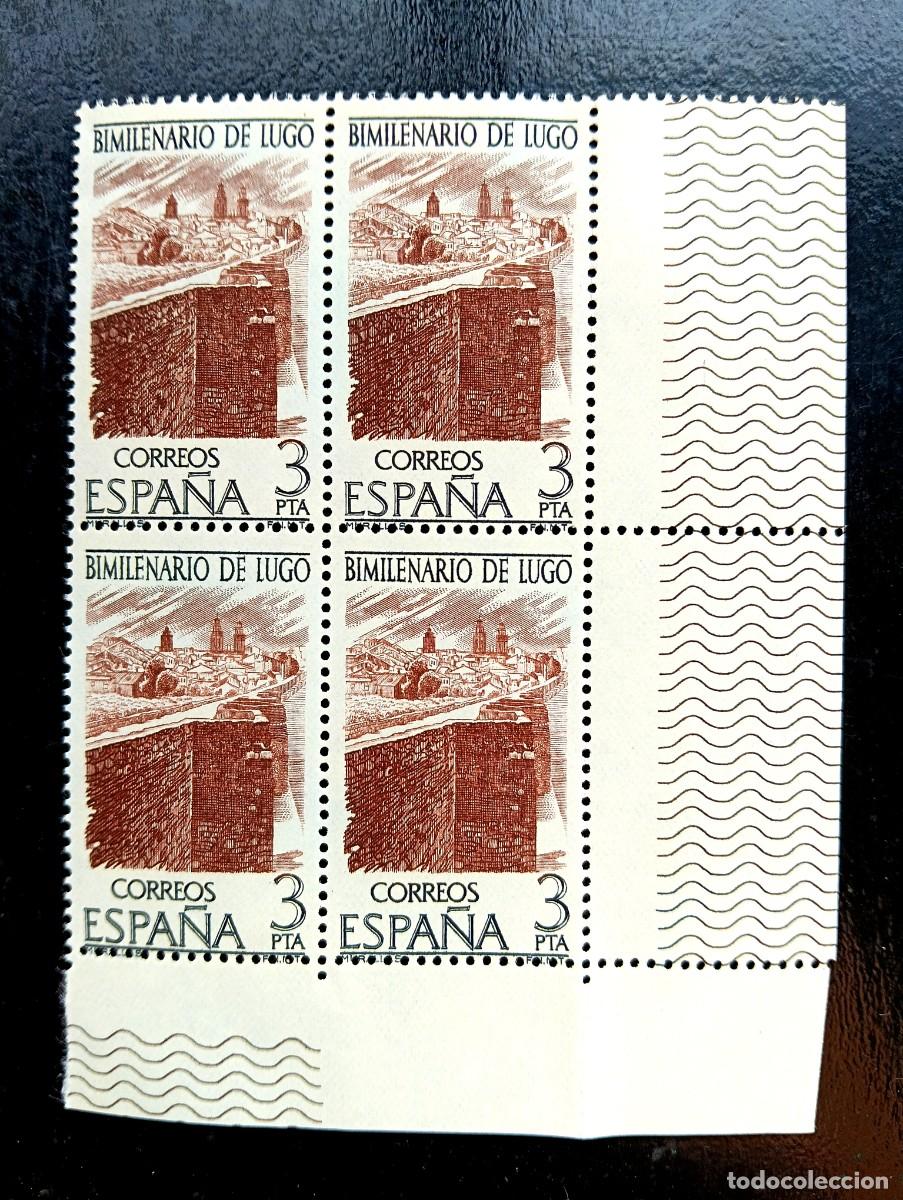 Sellos: Espa&ntilde;a 1976 - Edifil 2357 - Bimilenario de Lugo. Murallas. Nuevos. Bloque de 4