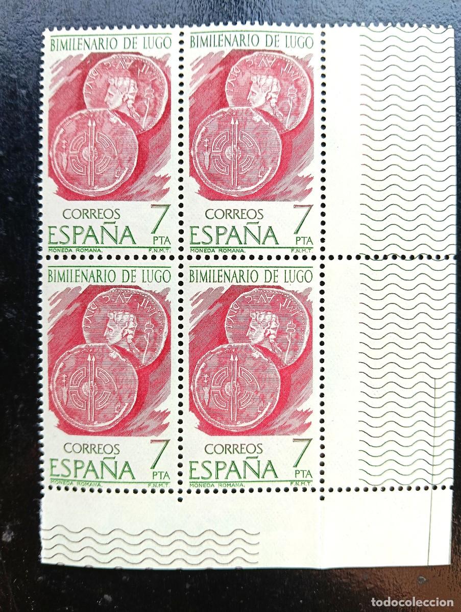 Sellos: Espa&ntilde;a 1976 - Edifil 2358 - Bimilenario de Lugo. Monedas romanas - bloque de 4