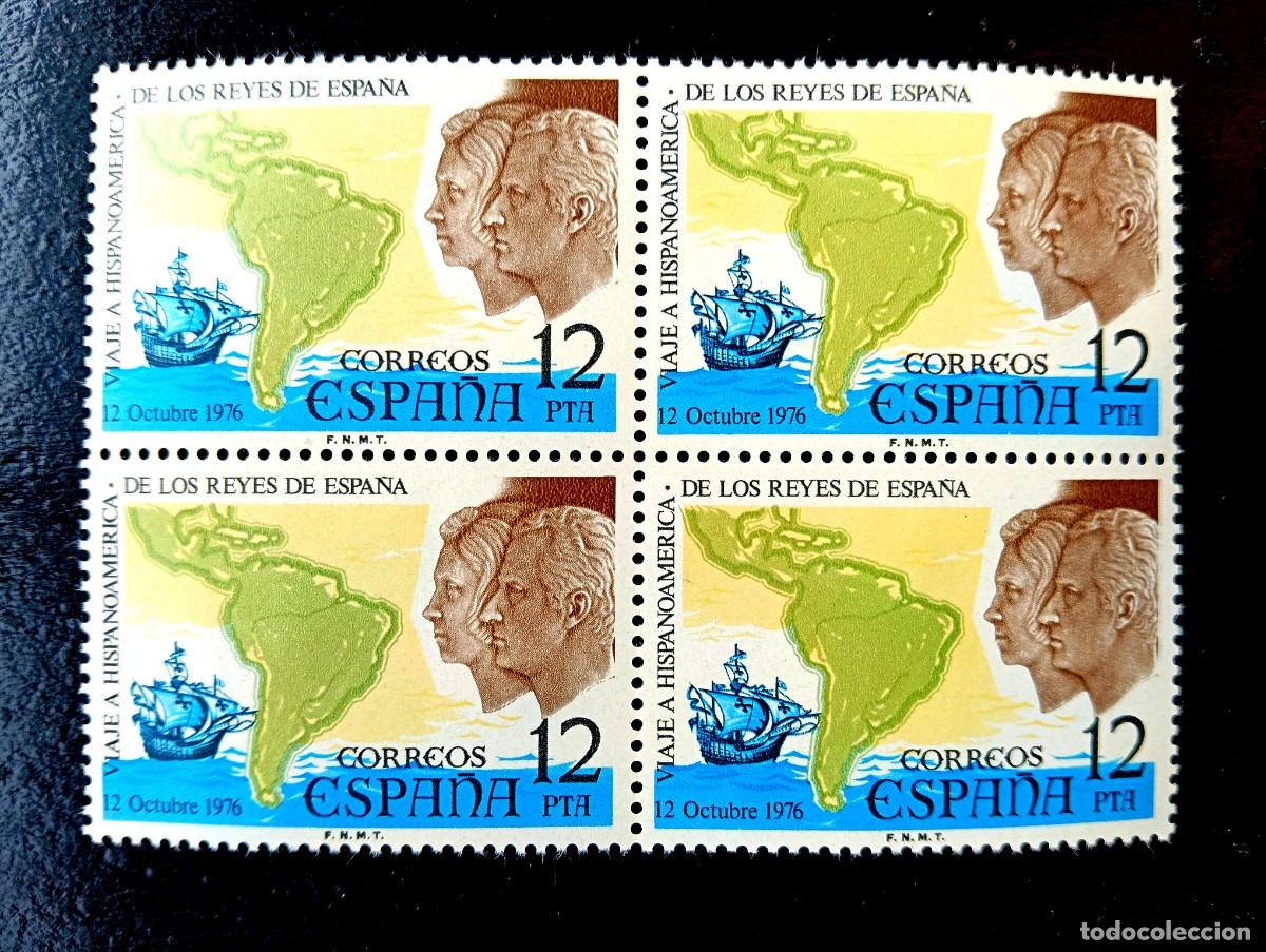 Sellos: ESPA&Ntilde;A 1976 - EDIFIL 2370 - VIAJE DE LOS REYES DE ESPA&Ntilde;A a HISPANOAMERICA - BLOQUE DE 4