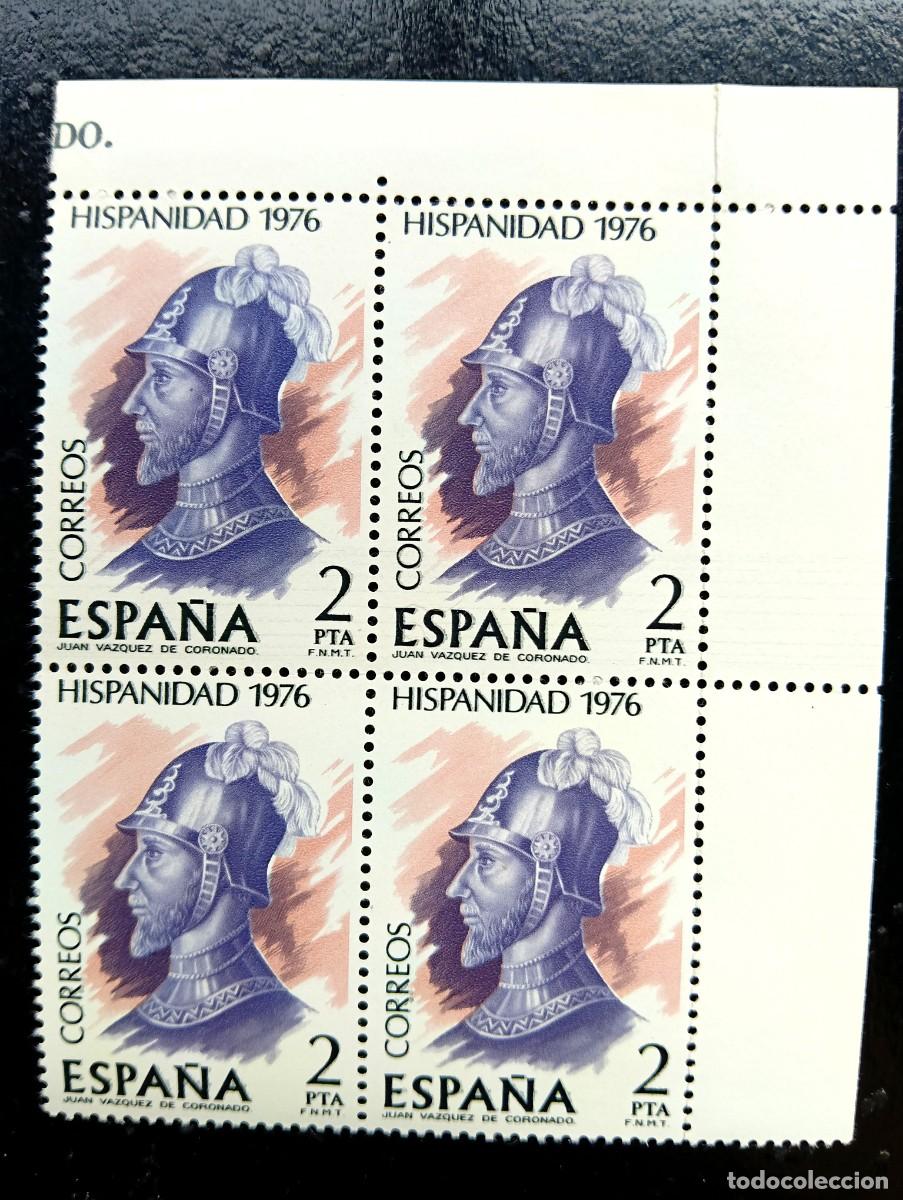 Sellos: ESPA&Ntilde;A 1976 - EDIFIL 2372 - HISPANIDAD - JUAN VAZQUEZ CORONADO - BLOQUE DE 4
