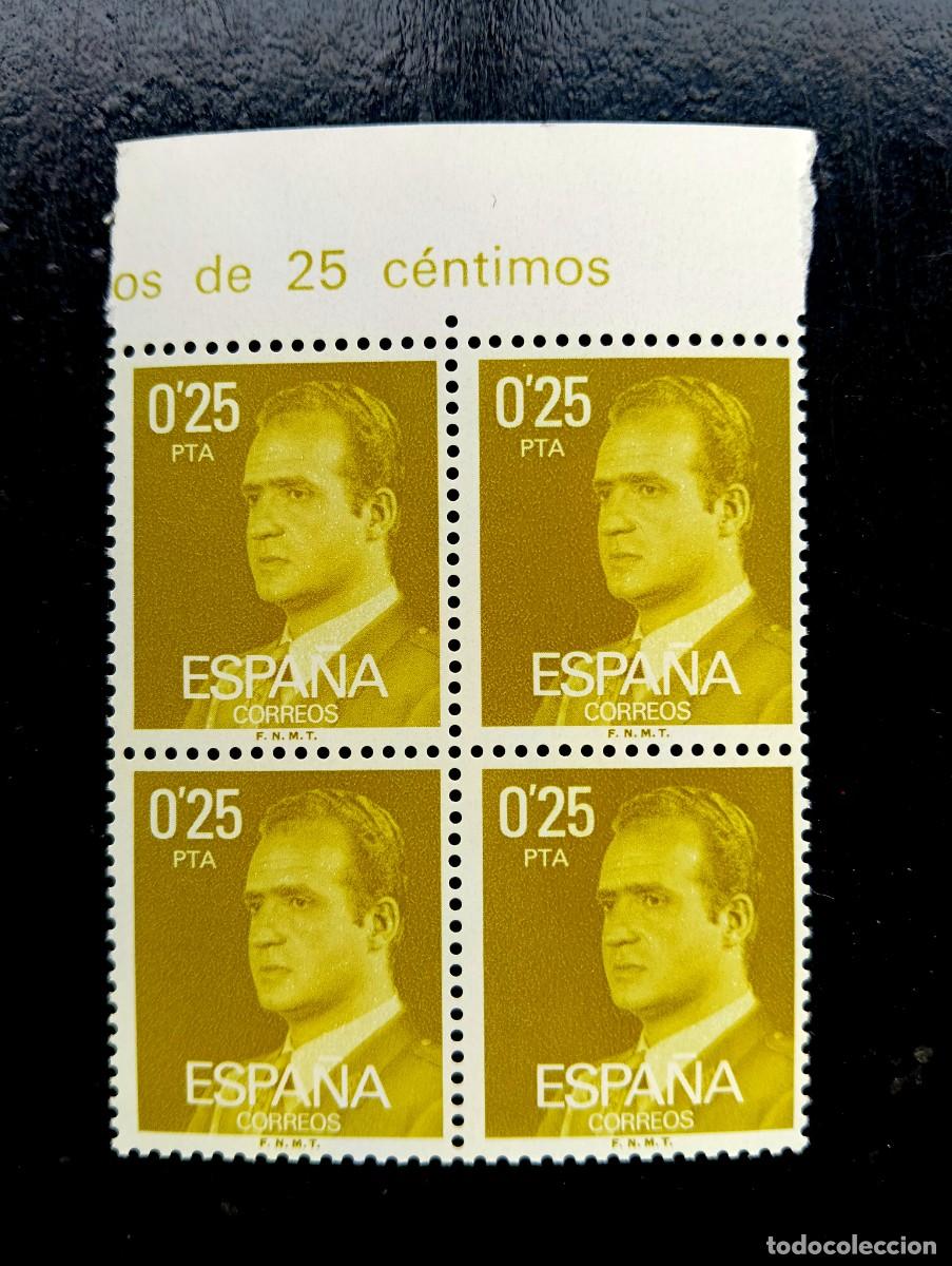 Sellos: Espa&ntilde;a 1977 - Edifil 2387 - Don Juan Carlos I. Efigie del Rey. Nuevos. Bloque de 4