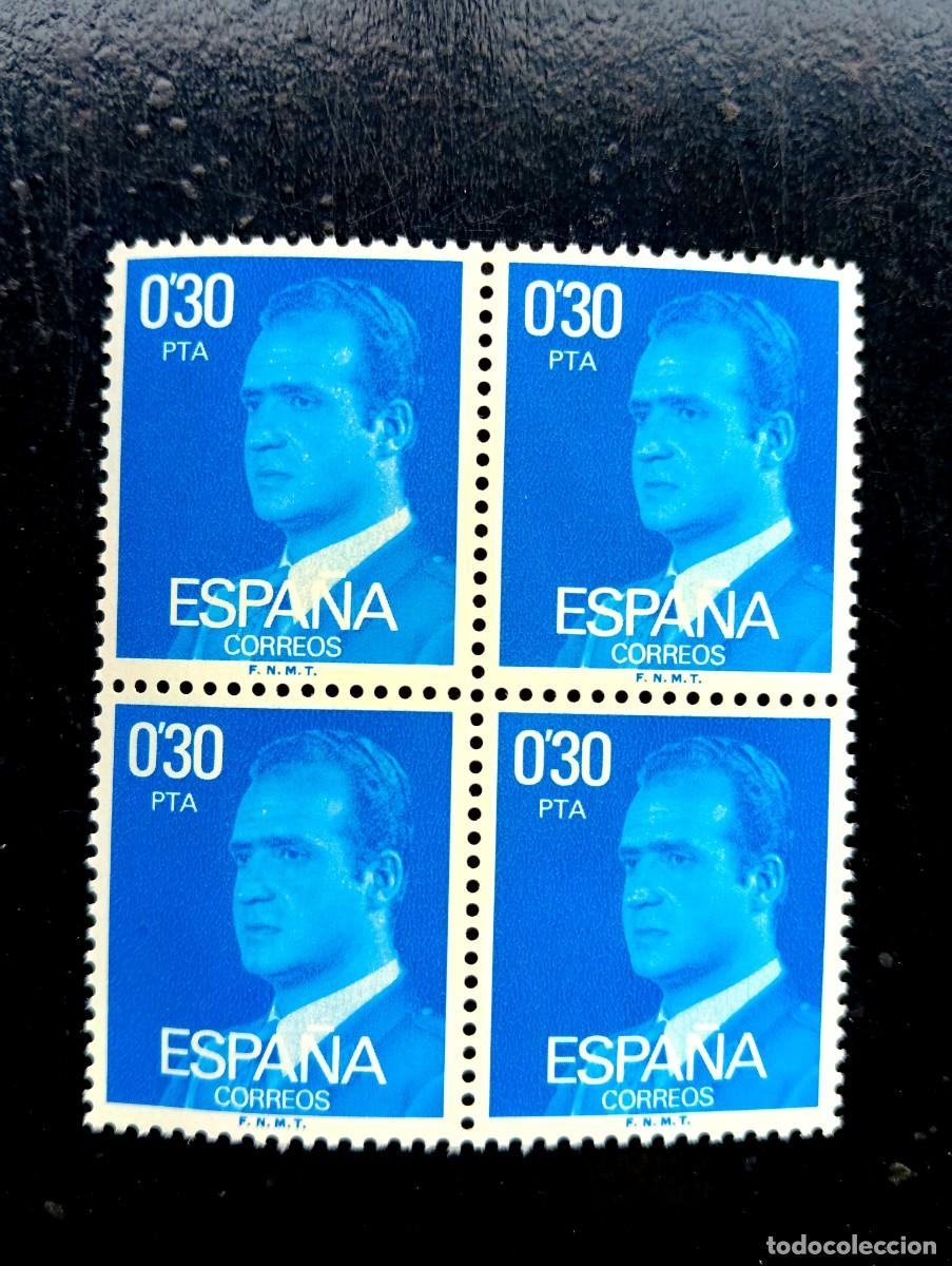 Sellos: Espa&ntilde;a 1977 - Edifil 2388 - Don Juan Carlos I. Efigie del Rey. Nuevos. Bloque de 4