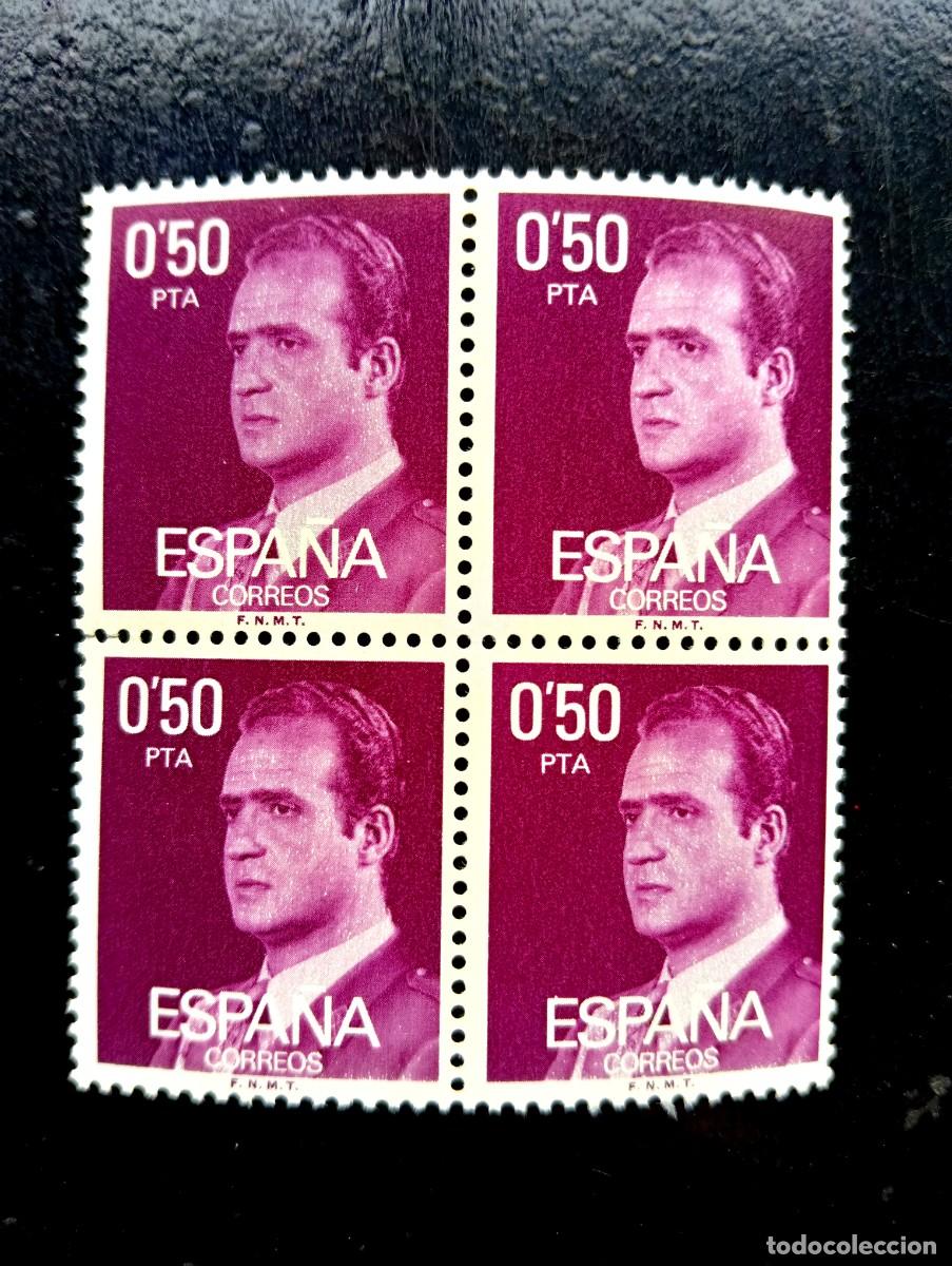 Sellos: Espa&ntilde;a 1977 - Edifil 2389 - Don Juan Carlos I. Efigie del Rey. Nuevos. Bloque de 4