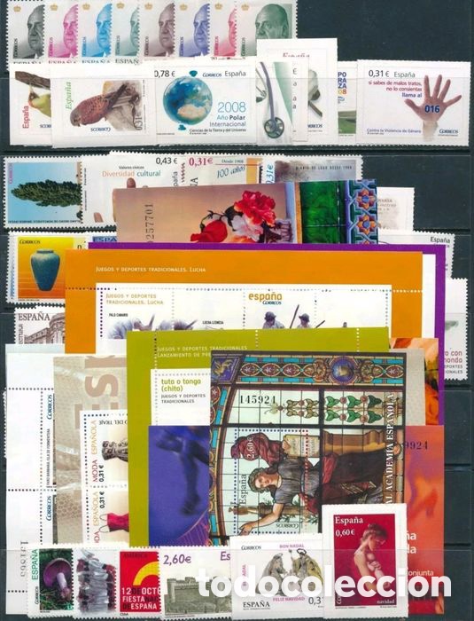 Sellos: Sellos Espa&ntilde;a Nuevo A&ntilde;o 2008 Completo Descuento facial