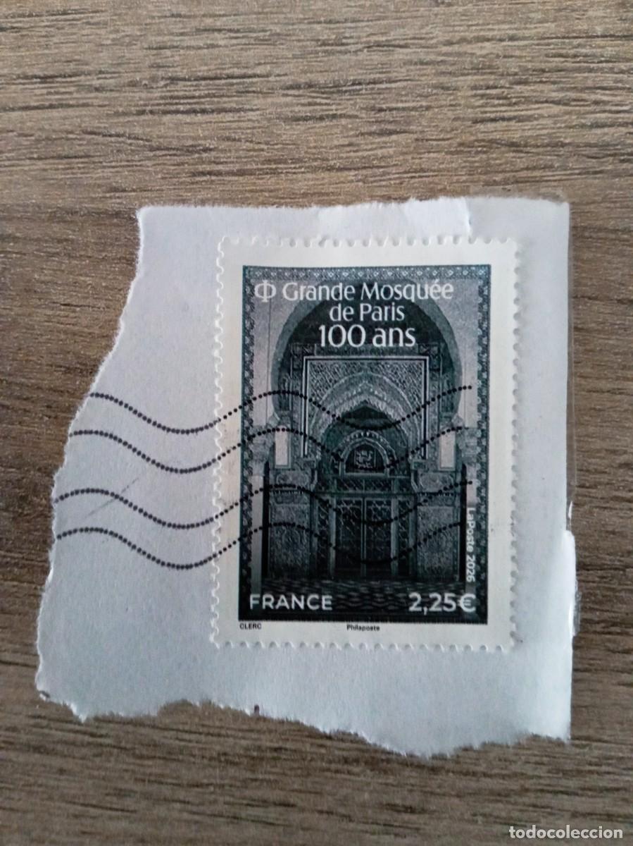 Sellos: SELLO FRANCES GRANDE MOSQU&Eacute;E DE PARIS 100 ANS, PEGADO Y MATASELLADO