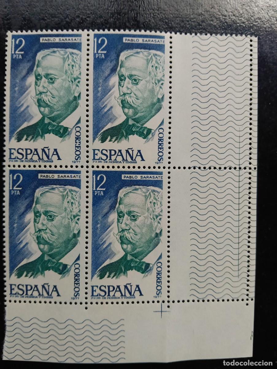 Sellos: Espa&ntilde;a 1977 - Edifil 2400 - Personajes espa&ntilde;oles. Pablo Sarasate - bloque de 4