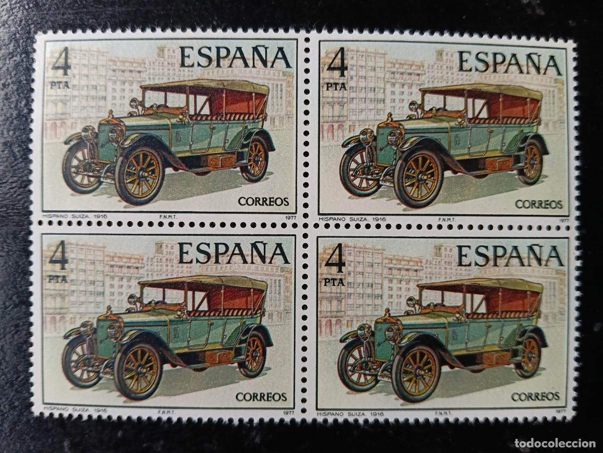 Sellos: ESPA&Ntilde;A 1977 - EDIFIL 2410 - AUTOMOVILES ANTIGUOS ESPA&Ntilde;OLES - HISPANO SUIZA 1916 - BLOQUE DE 4