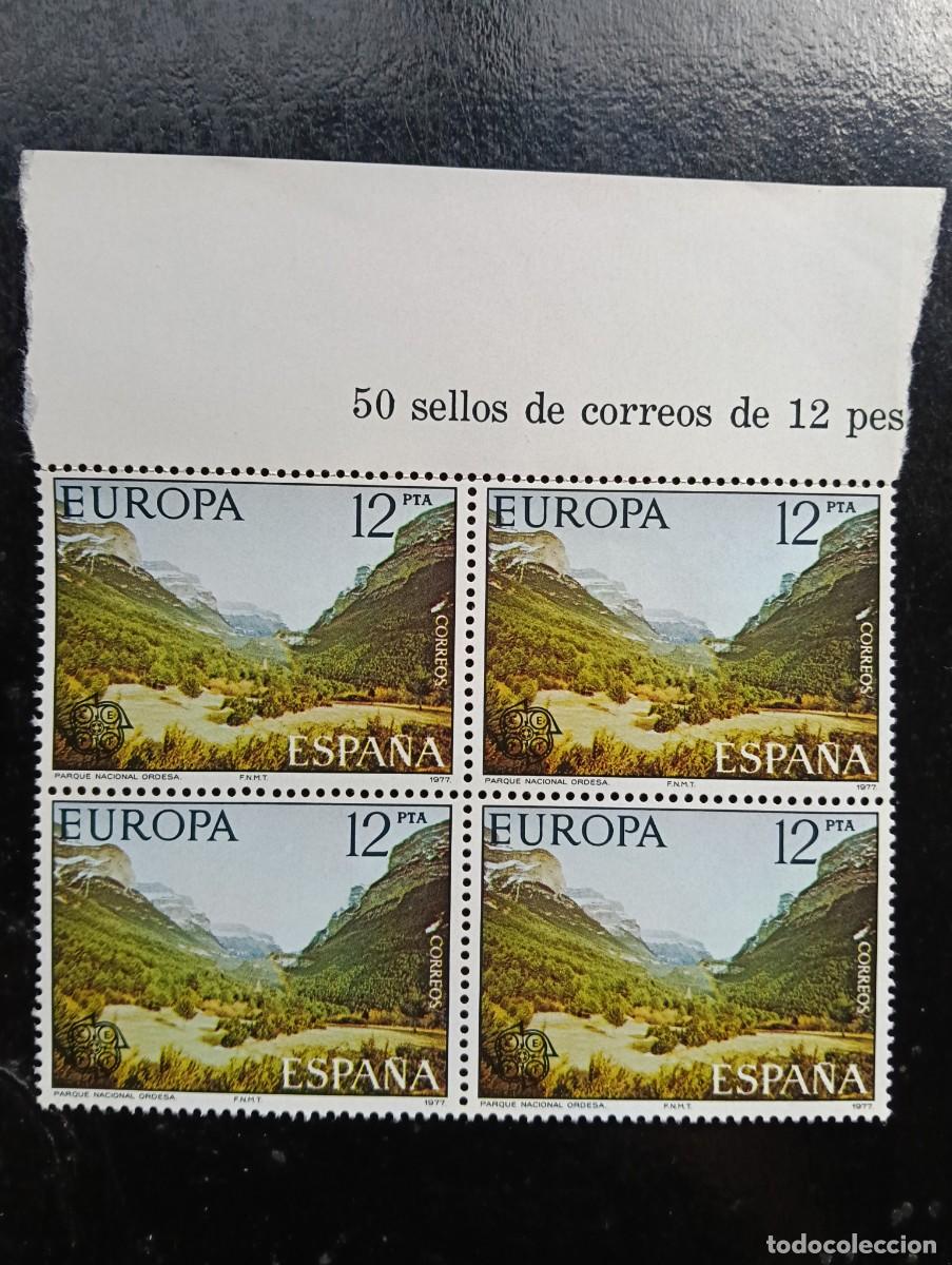 Sellos: ESPA&Ntilde;A 1977 - EDIFIL 2414 - BLOQUE DE CUATRO. EUROPA. PARQUES NATURALES. NATURALEZA
