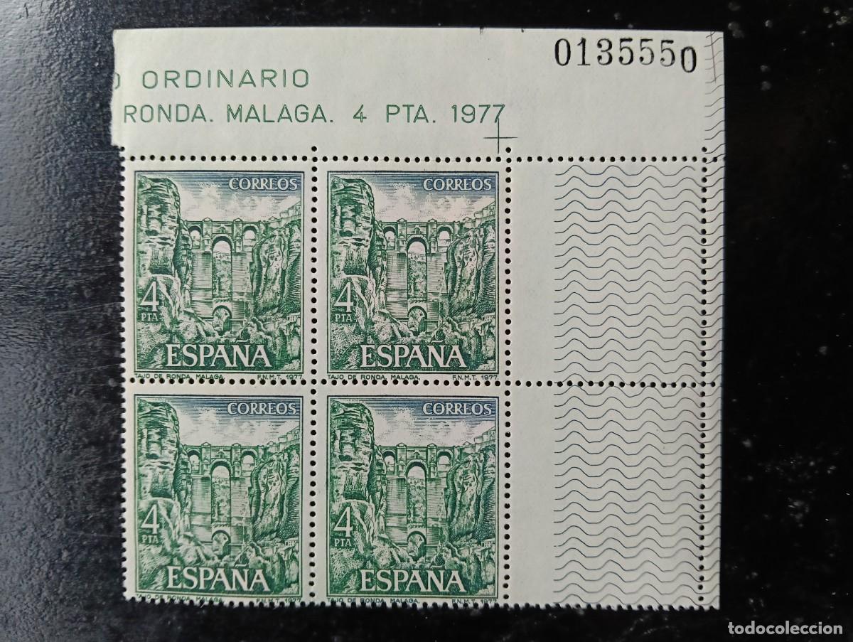Sellos: ESPA&Ntilde;A 1977 - EDIFIL 2420 - TAJO DE RONDA. M&Aacute;LAGA - BLOQUE DE 4