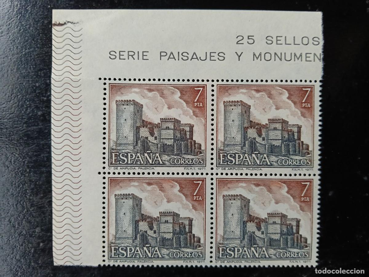 Sellos: ESPA&Ntilde;A 1977 - EDIFIL 2421 - CASTILLO DE AMPUDIA, PALENCIA - BLOQUE DE 4