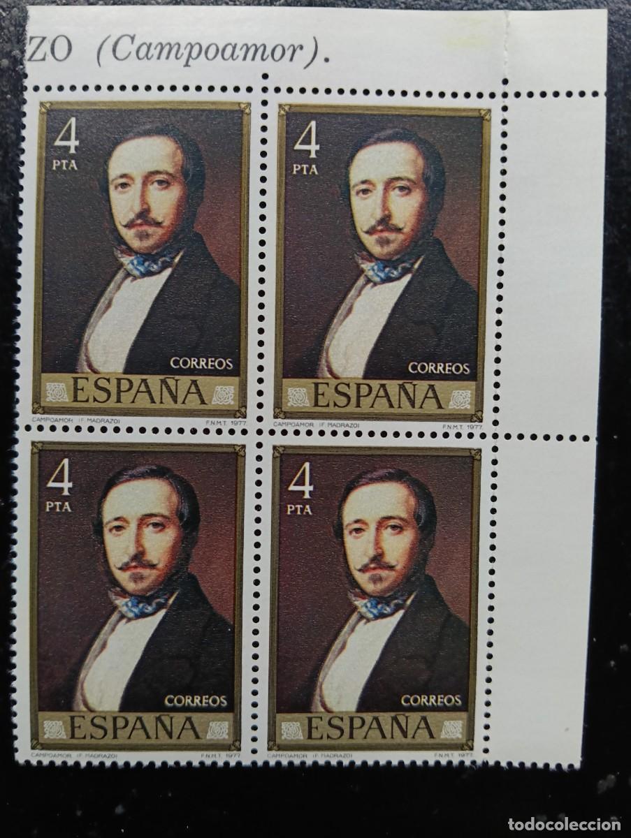 Sellos: ESPA&Ntilde;A 1977 - EDIFIL 2432 - FEDERICO MADRAZO - RAM&Oacute;N DE CAMPOAMOR - BLOQUE DE 4