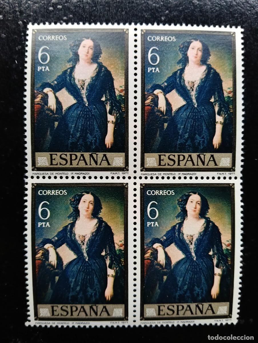 Sellos: ESPA&Ntilde;A 1977 - EDIFIL 2433 - PINTURA. MADRAZO - MARQUESA DE MONTELO - BLOQUE DE 4
