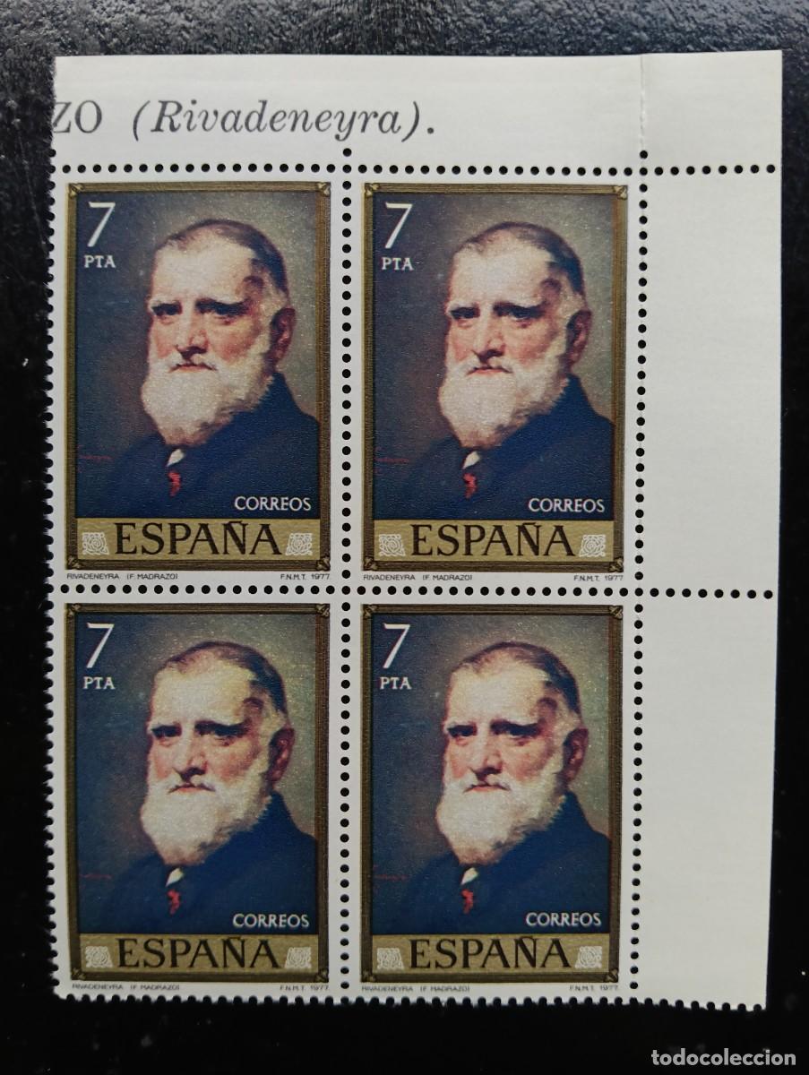 Sellos: ESPA&Ntilde;A 1977 - EDIFIL 2434 - PINTURA. MADRAZO - MANUEL RIVADENEYRA - BLOQUE DE 4