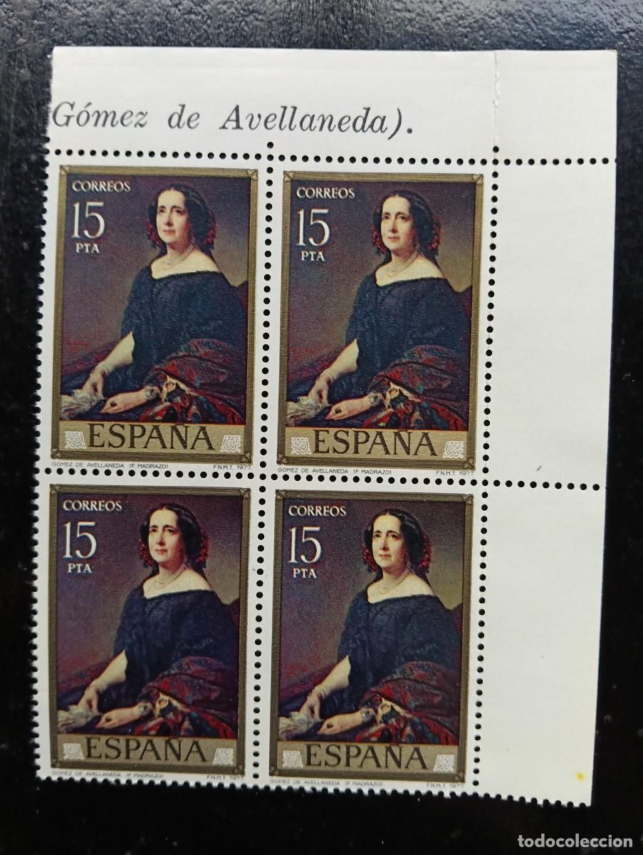 Sellos: ESPA&Ntilde;A 1977 - EDIFIL 2436 - Gertrudis Gomes de Avellaneda ARTE PINTURA MADRAZO - BLOQUE DE 4