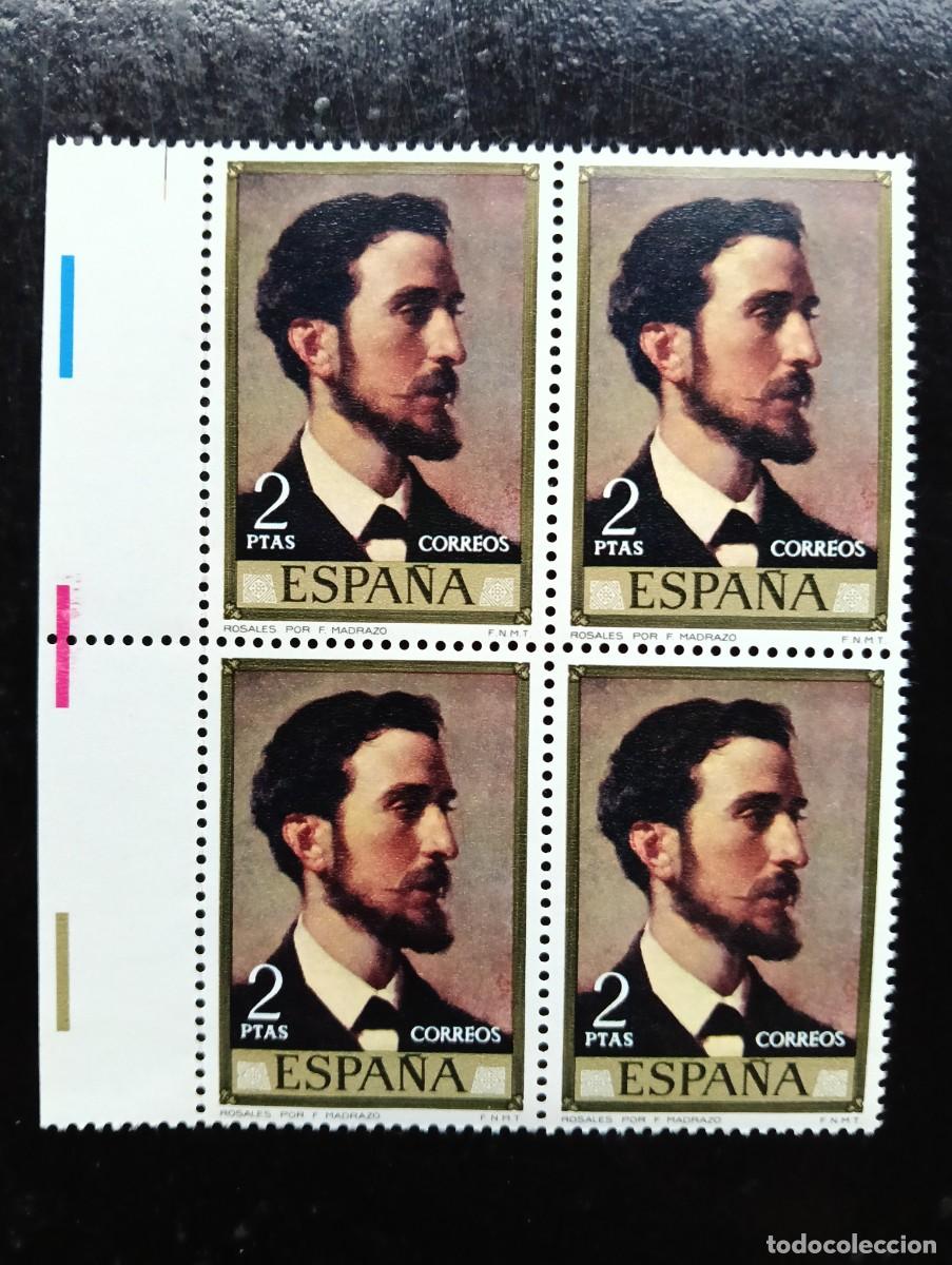 Sellos: Espa&ntilde;a 1974 - . Edifil 2204 - Eduardo Rosales. Rosales, por Federico Madrazo. Nuevos. Bloque de 4
