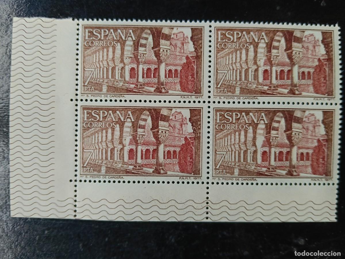 Sellos: ESPA&Ntilde;A 1977 - Edifil 2444 - Monasterio de San Pedro de Carde&ntilde;a - BLOQUE DE 4