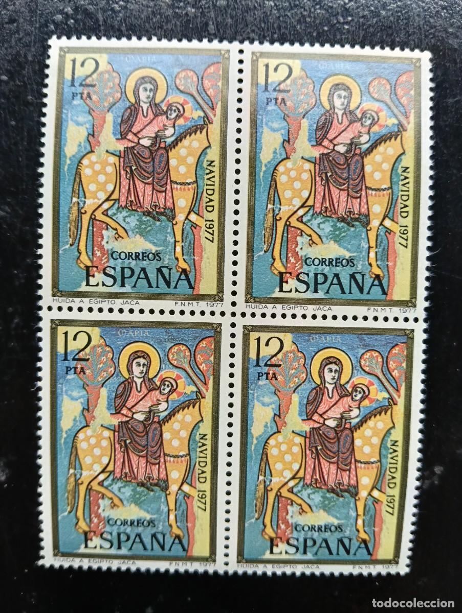 Sellos: ESPA&Ntilde;A Navidad 1977 - Huida a Egipto. Jaca. Edifil 2447 - BLOQUE DE 4
