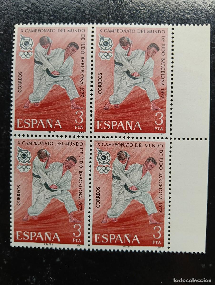 Sellos: Espa&ntilde;a 1977 - EDIFIL 2450 - Campeonato del mundo de judo - BLOQUE DE 4