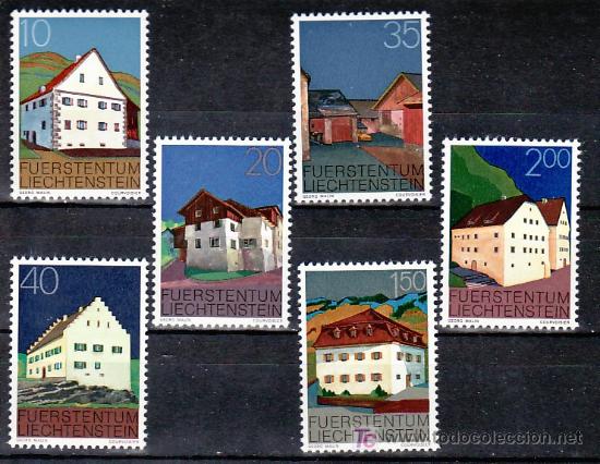 Sellos: LIECHTENSTEIN 641/6 SIN CHARNELA, EDIFICIOS DE LIECHTENSTEIN, - Foto 1