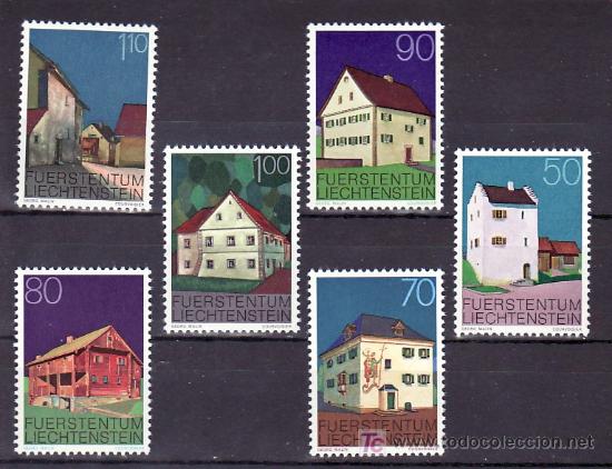 Sellos: LIECHTENSTEIN 633/8 SIN CHARNELA, EDIFICIOS DE LIECHTENSTEIN, - Foto 1