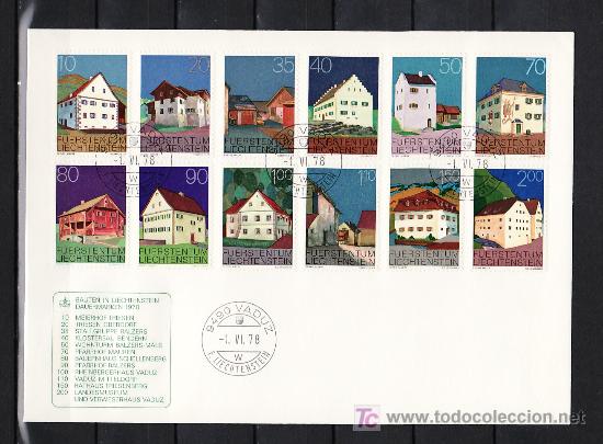 Sellos: LIECHTENSTEIN 633/8, 641/6 SOBRE PRIMER DIA, EDIFICIOS DEL PRINCIPADO, - Foto 1