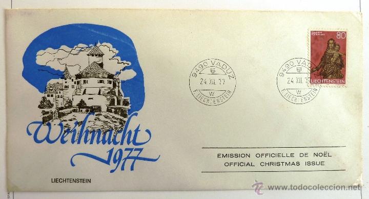 Sellos: SOBRE DE LIECHTENSTEIN. NAVIDAD 1977. - Foto 1