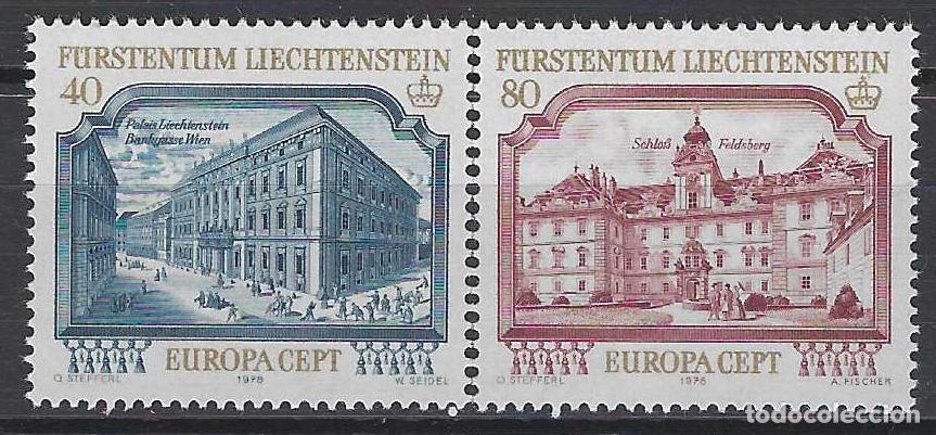 Sellos: LIECHTENSTEIN 1978 - EUROPA, EDIFICIOS MONUMENTALES, S.COMPLETA - MNH** - Foto 1