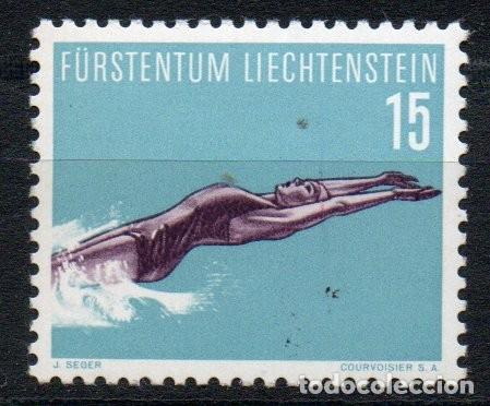 Sellos: LIECHTENSTEIN A&Ntilde;O 1958 YV 327*** (V SERIE) DEPORTES NATACI&Oacute;N