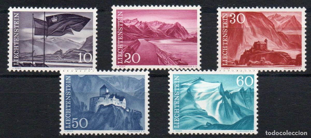 Sellos: LIECHTENSTEIN A&Ntilde;O 1959 YV 343/47*** VISTAS Y PAISAJES TURISMO BANDERAS MONTA&Ntilde;AS NATURALEZA