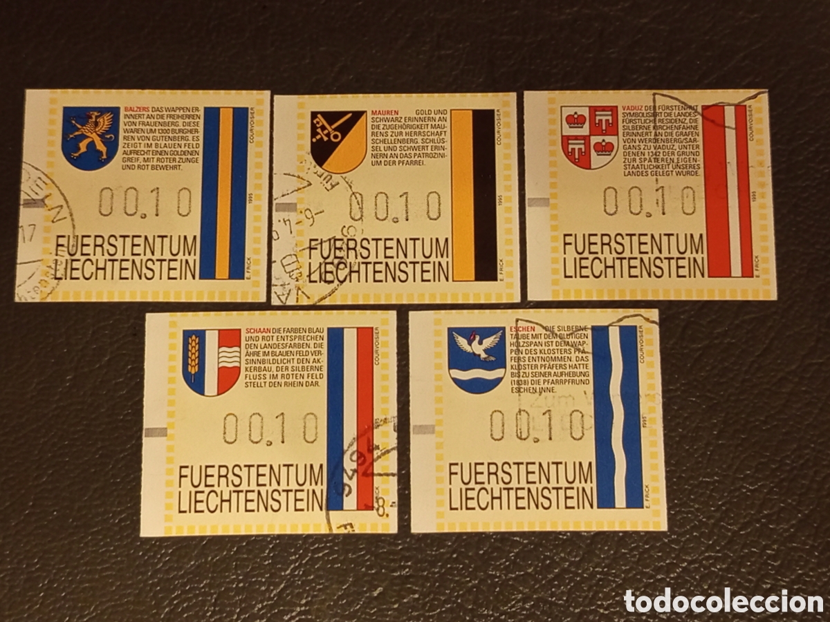 Selos: Lote 5 Sellos Liechtenstein 1995 - Escudos Municipales (Usados