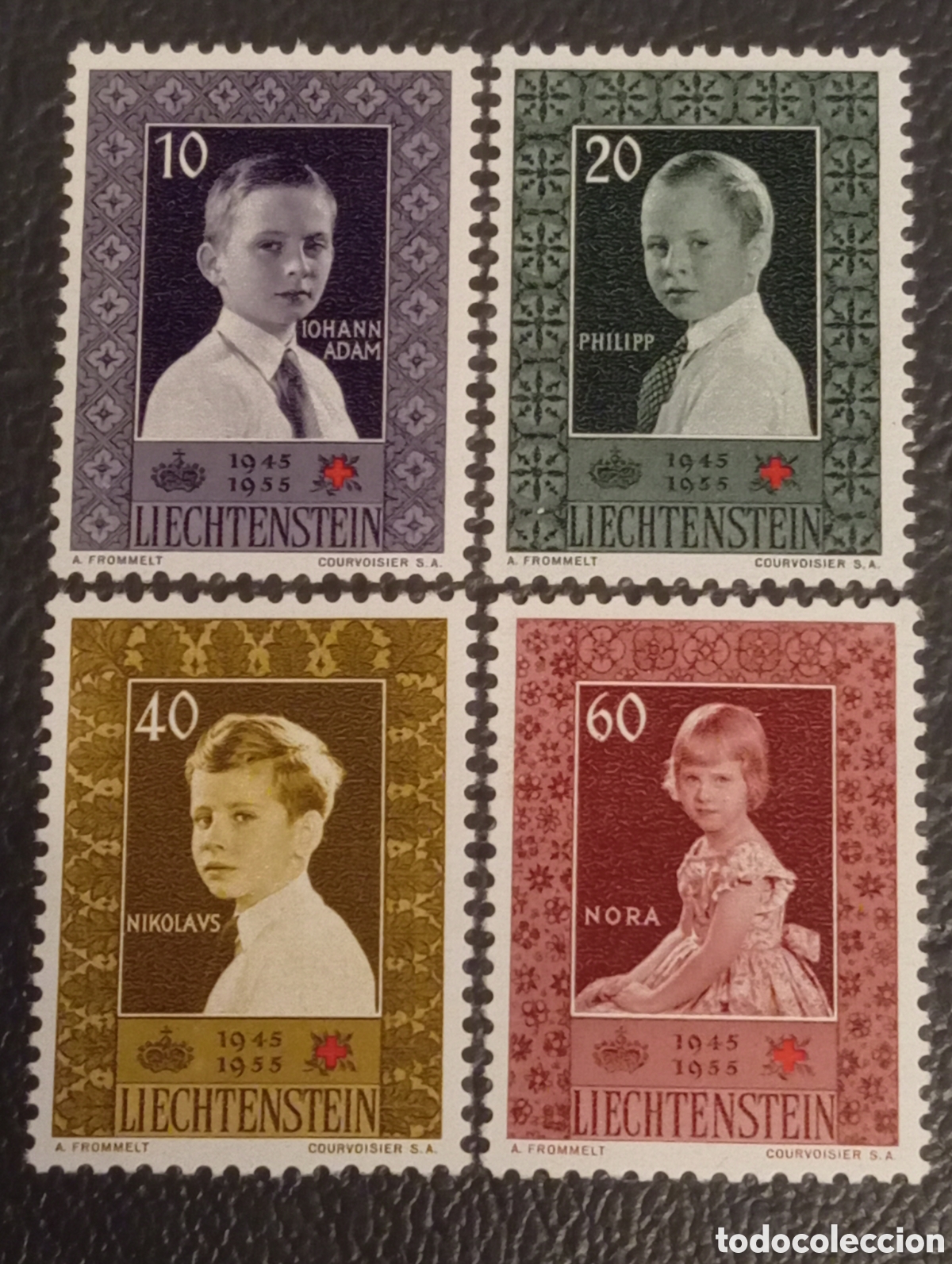 Sellos: Liechtenstein 1955 - Serie Completa Cruz Roja MiNr. 338-341 MNH