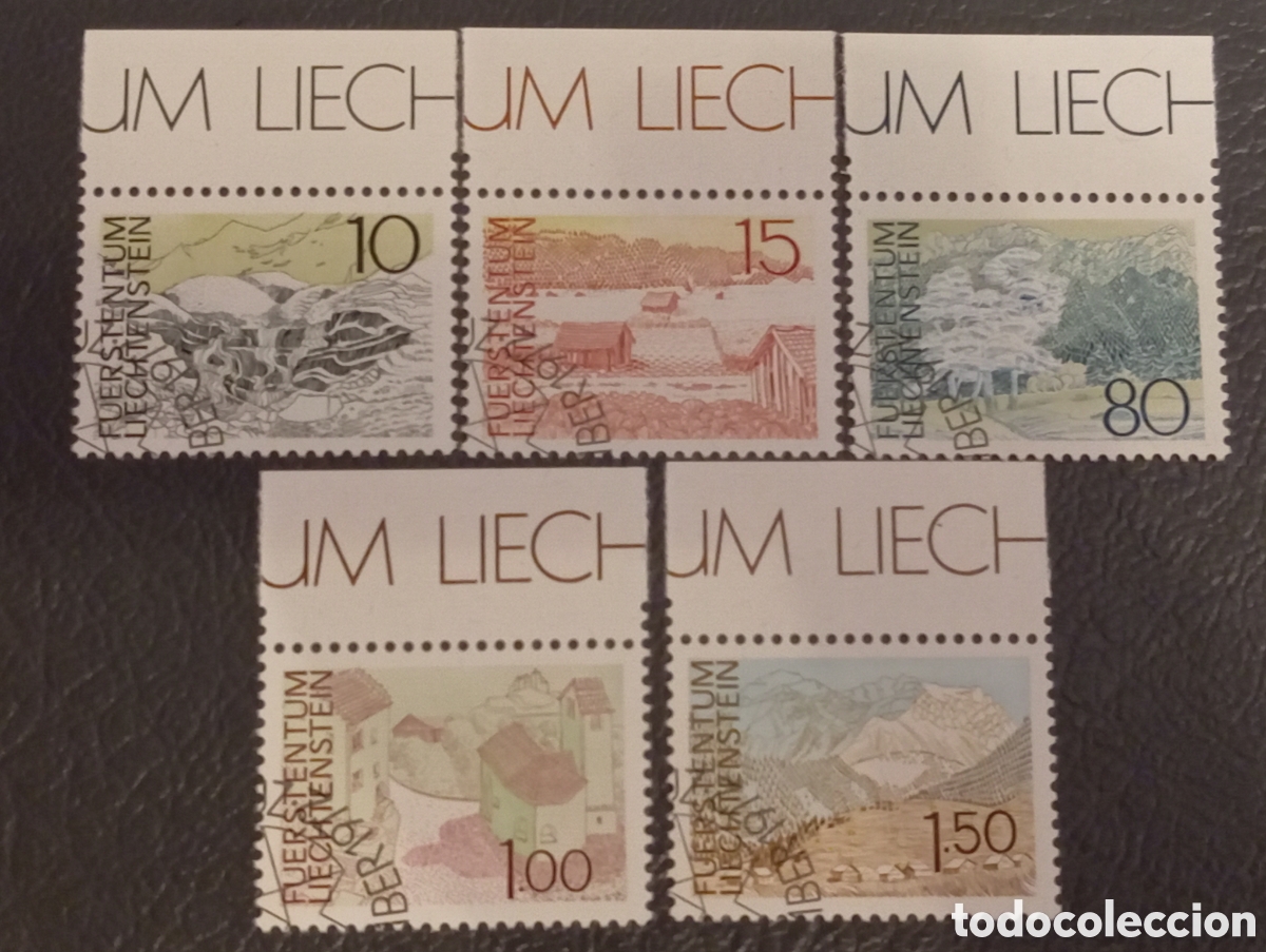 Sellos: Liechtenstein MiNr. 573-577 CTO monta&ntilde;as