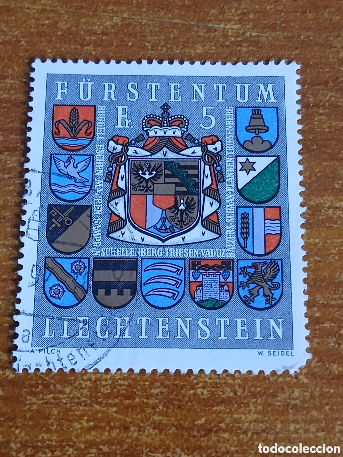 Sellos: Sello Liechtenstein Escudo de Armas 1.973