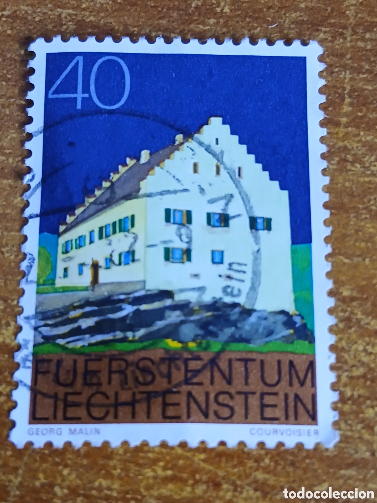Sellos: Sello Liechtenstein Edificaci&oacute;n Tradicionales 40 c&eacute;ntimos