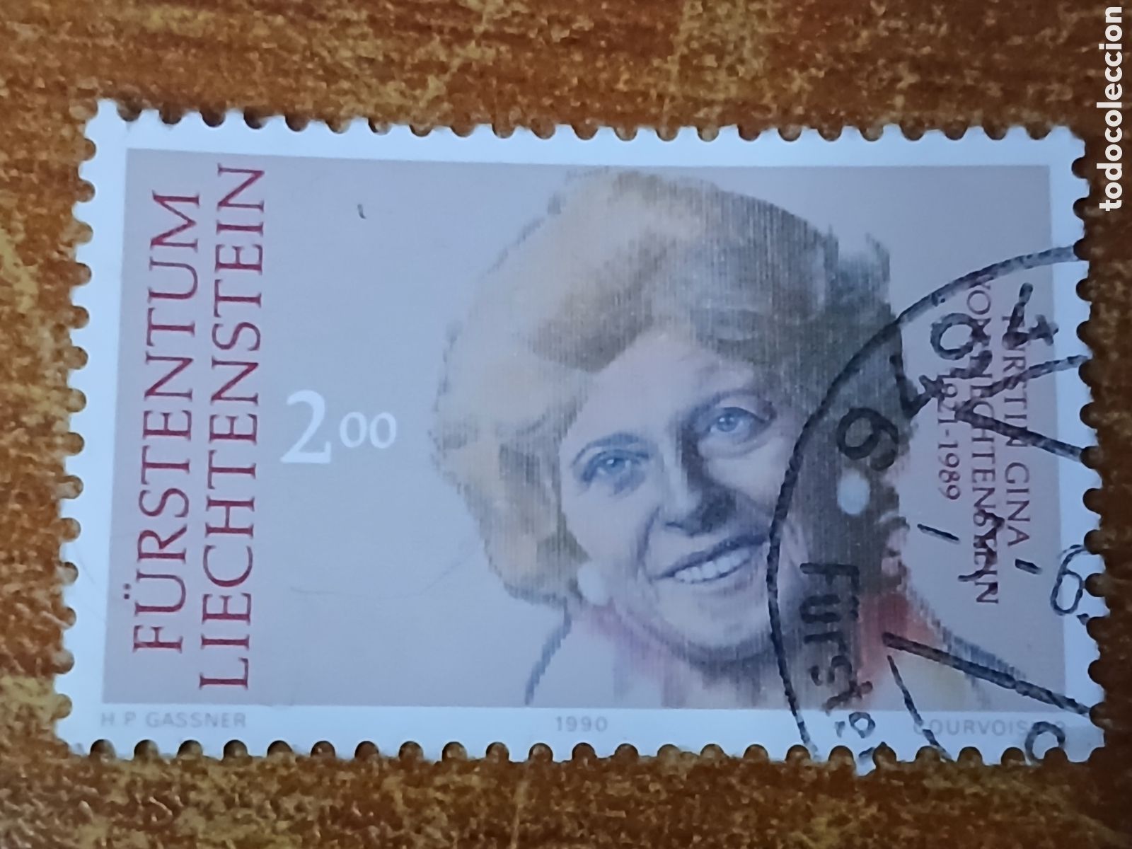 Sellos: Sello Liechtenstein Pincesa Gina (1.921-1.989) 200 francos