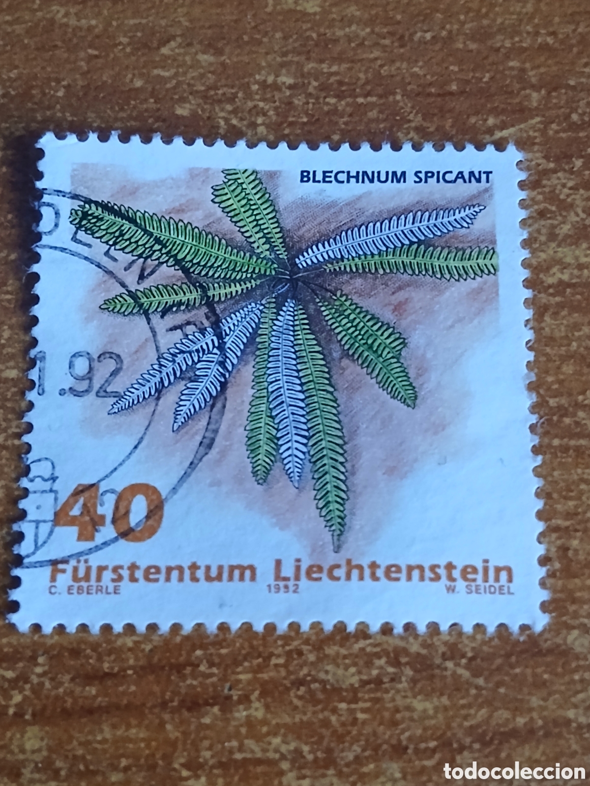 Sellos: Sello Liechtenstein 1.992 Helecho Blechnum Spicant
